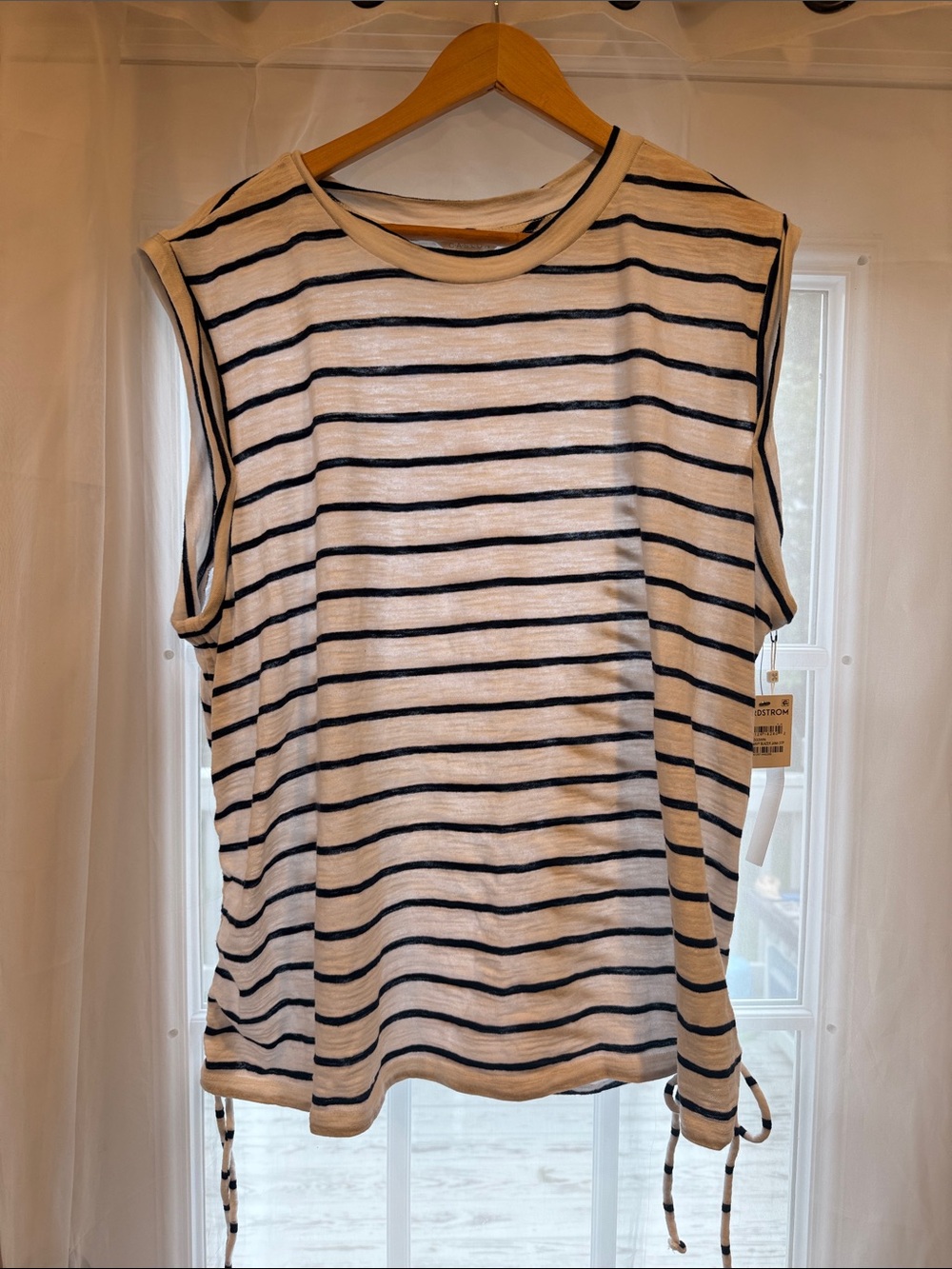 Womens Navy & White Caslon cap sleeve t-shirt